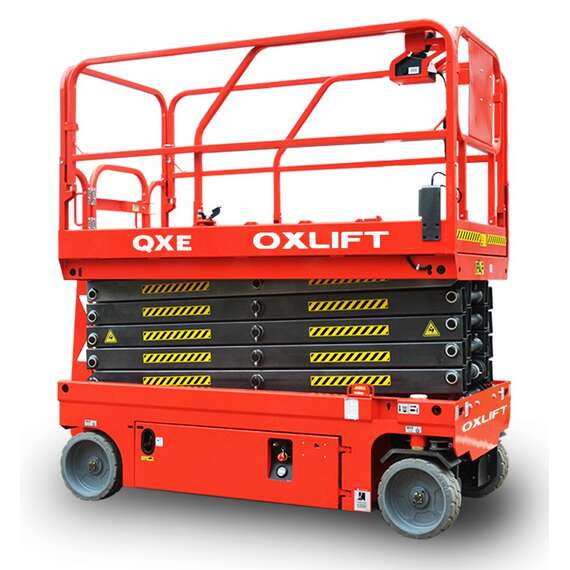 OXLIFT QXE 14320H 320 кг 12 м Самоходный ножничный подъемник с гидравлическим двигателем в Челябинске купить по выгодной цене 100kwatt.ru