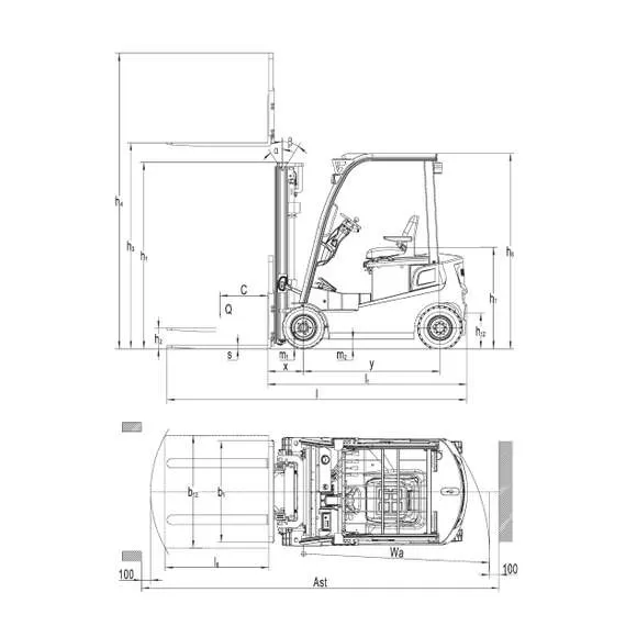 OXLIFT RX20 2 т 3 м SS FFL Li-ion Электрический погрузчик (свободный подъем вил, боковое смещение каретки) в Челябинске купить по выгодной цене 100kwatt.ru