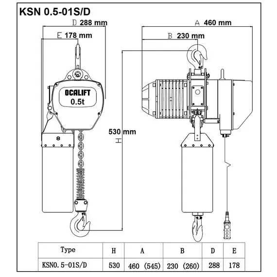 OCALIFT 005-01s 0,5т 6м 380в Таль электрическая цепная стационарная на крюке в Челябинске купить по выгодной цене 100kwatt.ru